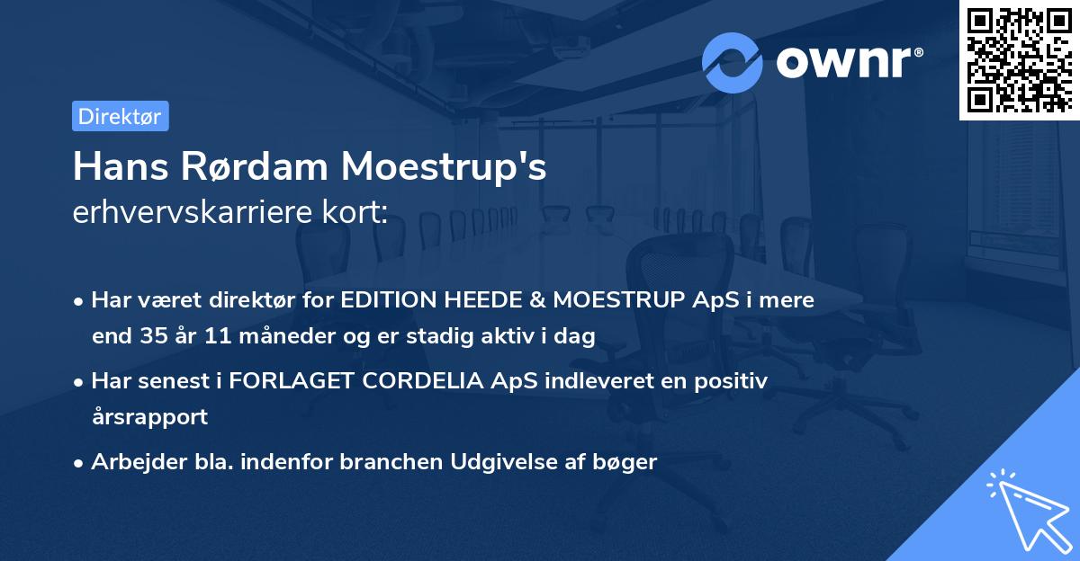 Hans Rørdam Moestrup's erhvervskarriere kort