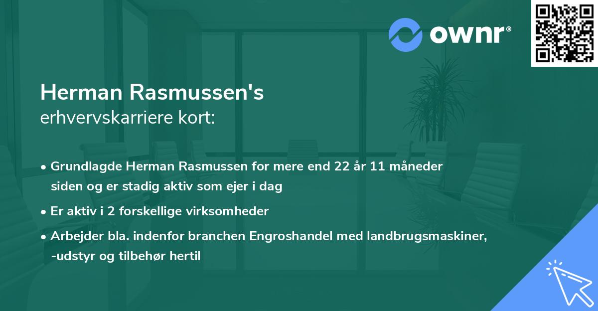 Herman Rasmussen's erhvervskarriere kort