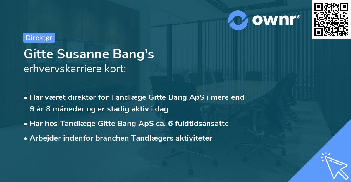 Gitte Susanne Bang's erhvervskarriere kort