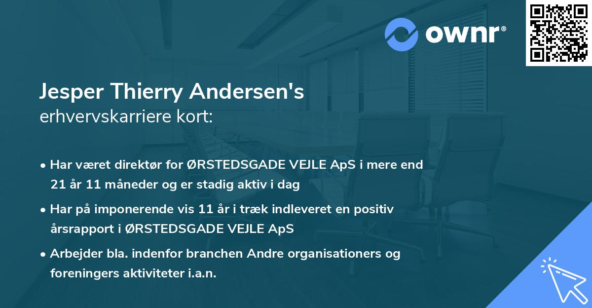 Jesper Thierry Andersen's erhvervskarriere kort