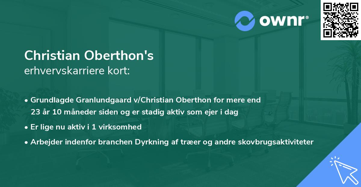 Christian Oberthon's erhvervskarriere kort