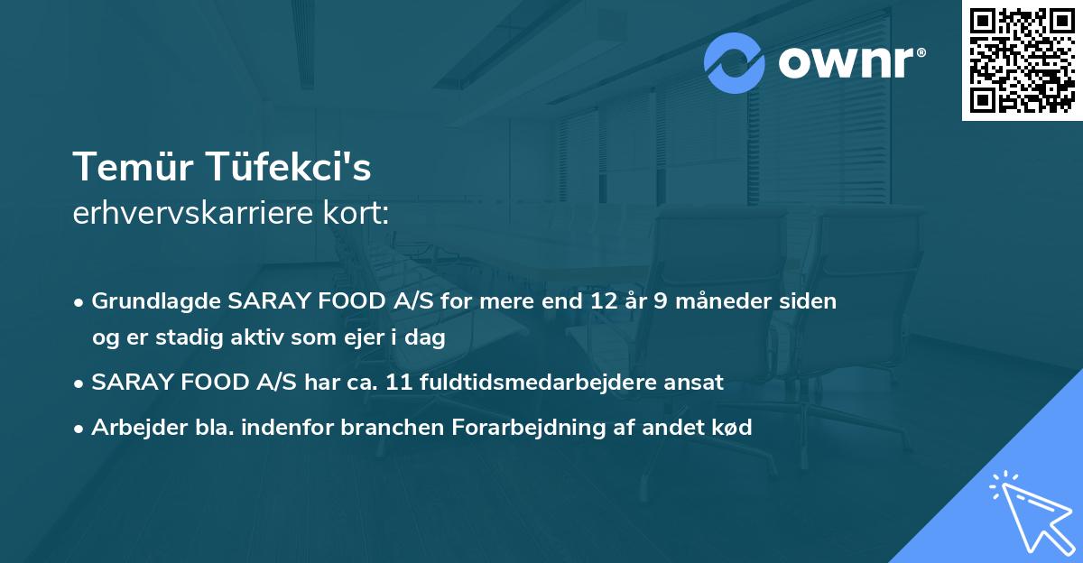 Temür Tüfekci's erhvervskarriere kort
