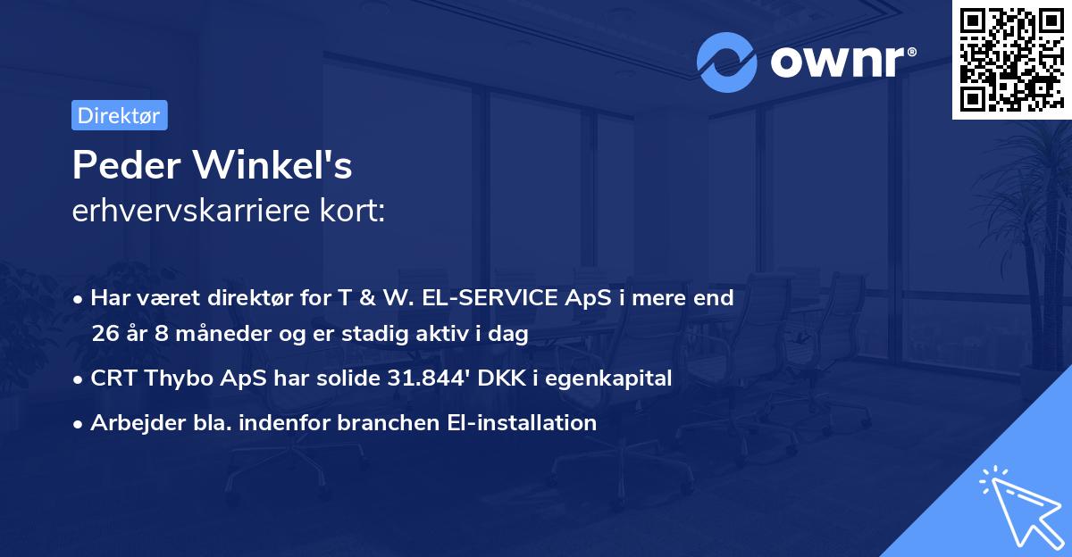 Peder Winkel's erhvervskarriere kort