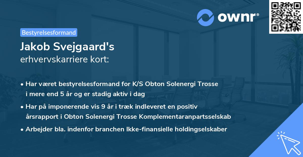 Jakob Svejgaard's erhvervskarriere kort