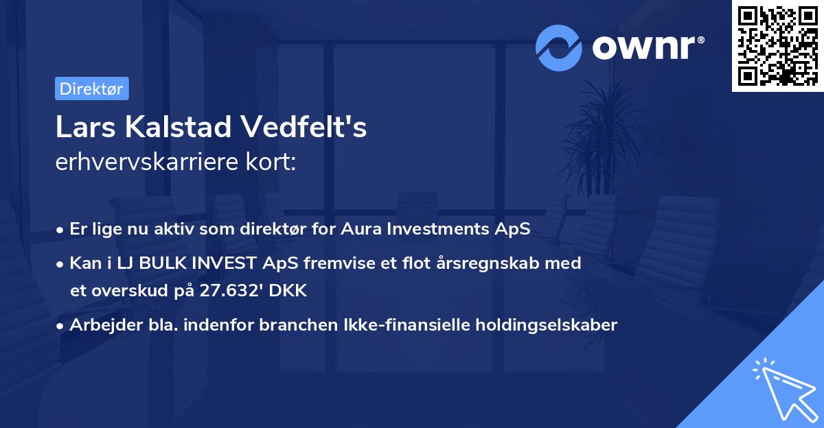 Lars Kalstad Vedfelt's erhvervskarriere kort