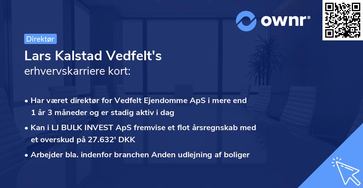 Lars Kalstad Vedfelt's erhvervskarriere kort