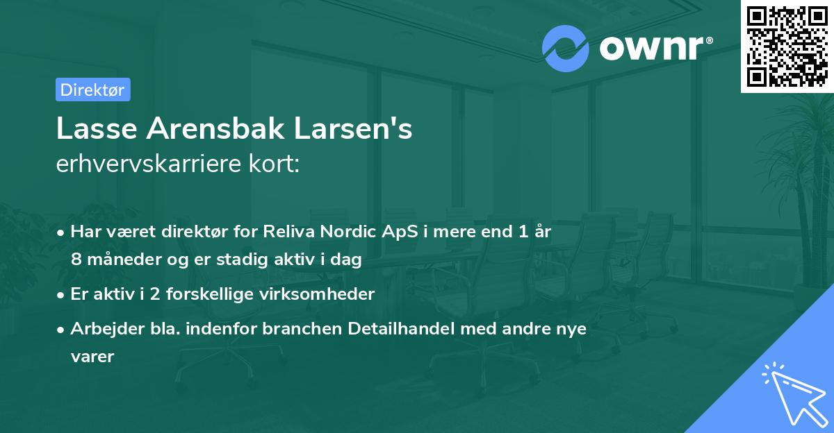 Lasse Arensbak Larsen's erhvervskarriere kort