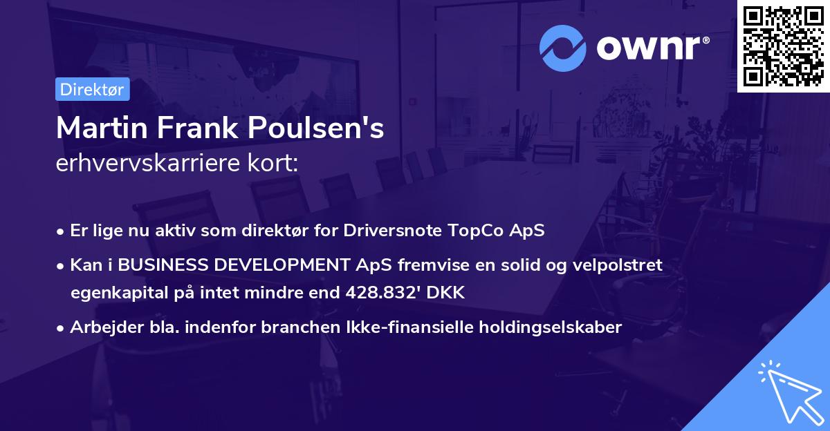 Martin Frank Poulsen's erhvervskarriere kort