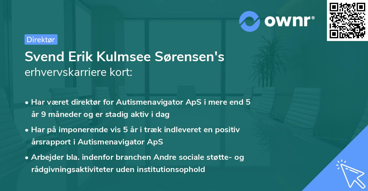 Svend Erik Kulmsee Sørensen's erhvervskarriere kort