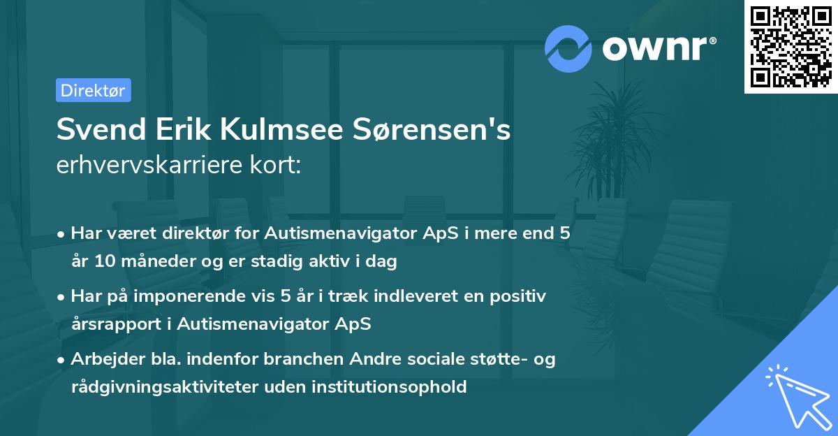 Svend Erik Kulmsee Sørensen's erhvervskarriere kort