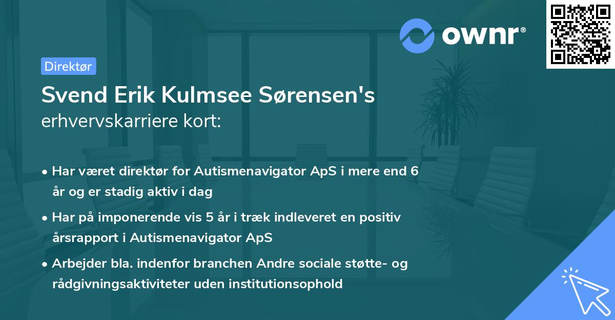 Svend Erik Kulmsee Sørensen's erhvervskarriere kort
