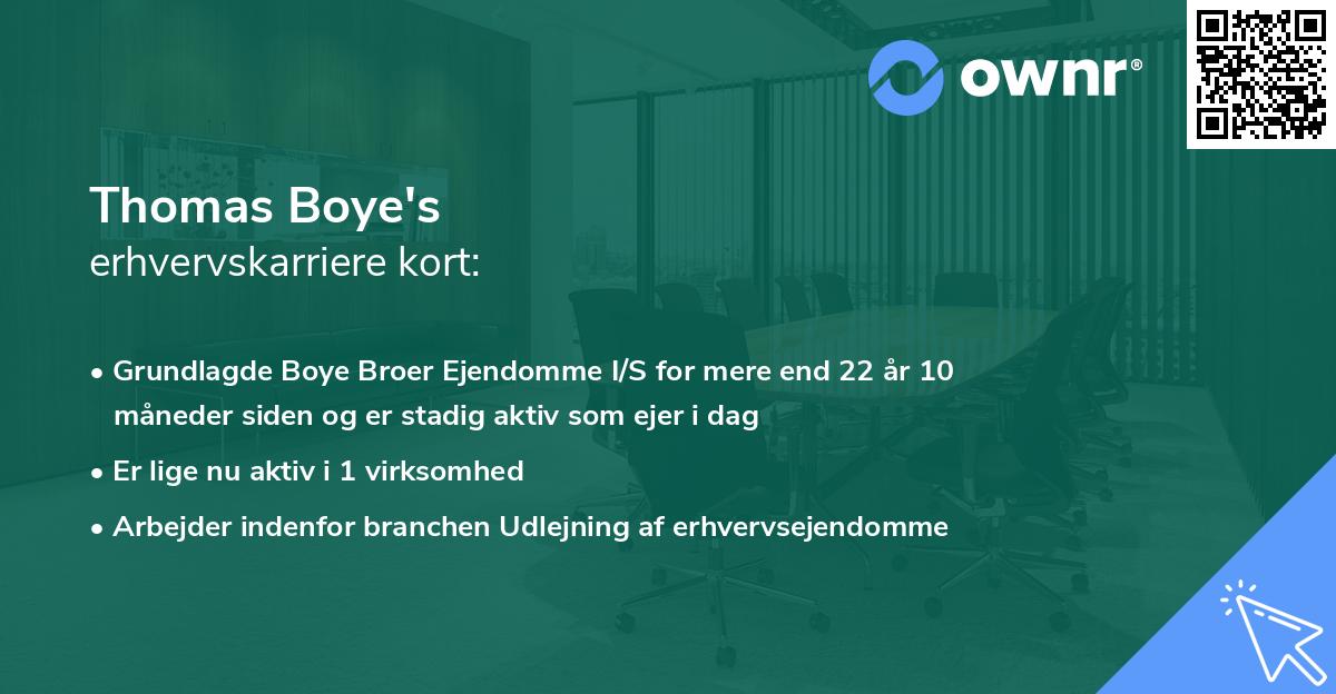 Thomas Boye's erhvervskarriere kort