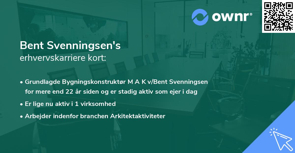 Bent Svenningsen's erhvervskarriere kort