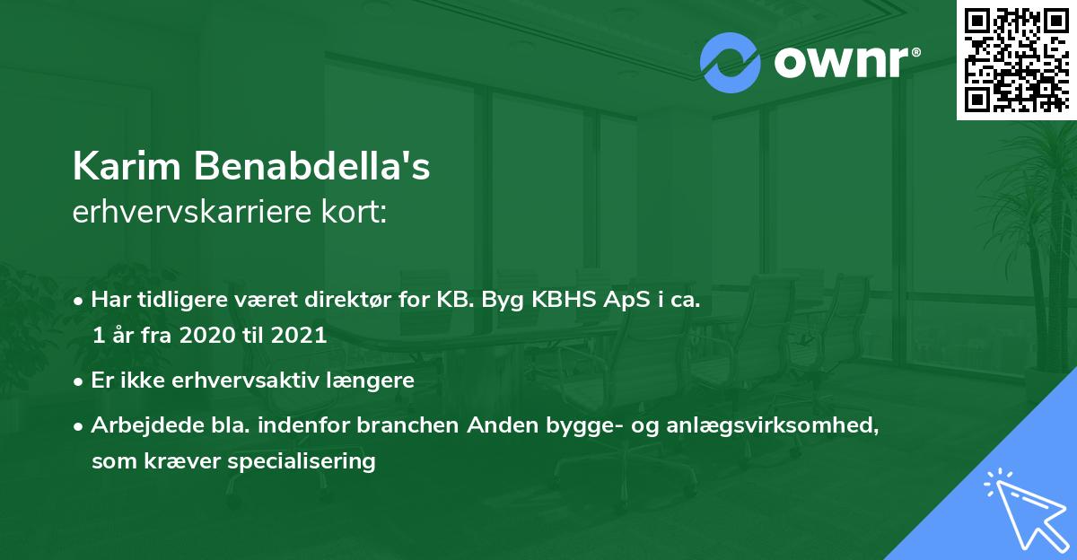 Karim Benabdella's erhvervskarriere kort