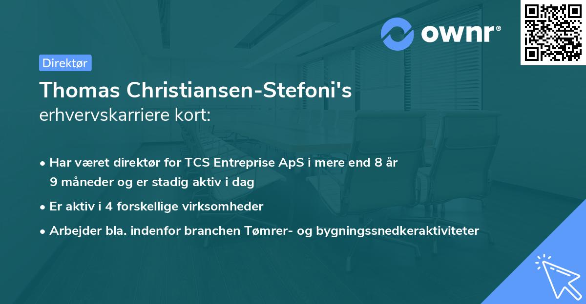 Thomas Christiansen-Stefoni's erhvervskarriere kort