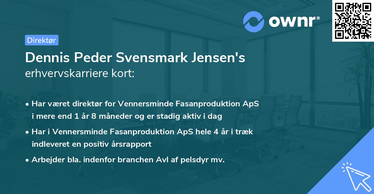 Dennis Peder Svensmark Jensen's erhvervskarriere kort