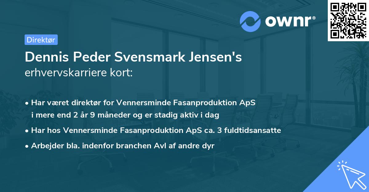 Dennis Peder Svensmark Jensen's erhvervskarriere kort