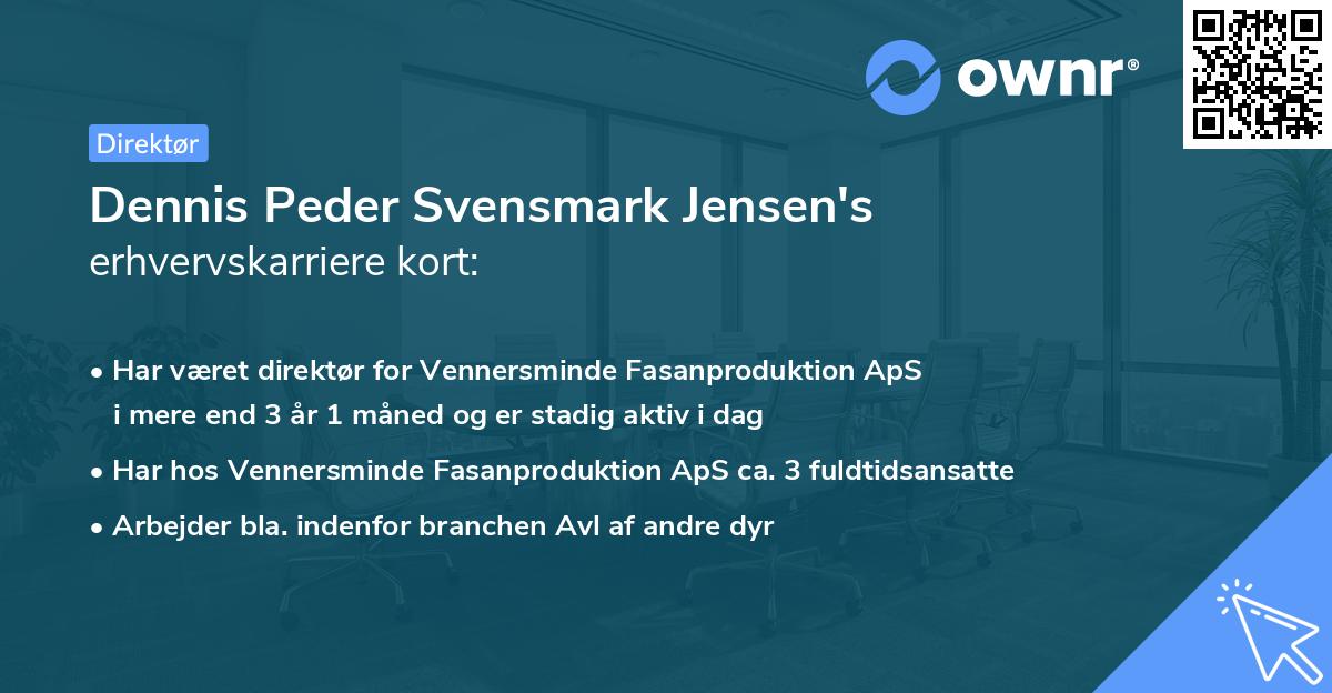 Dennis Peder Svensmark Jensen's erhvervskarriere kort