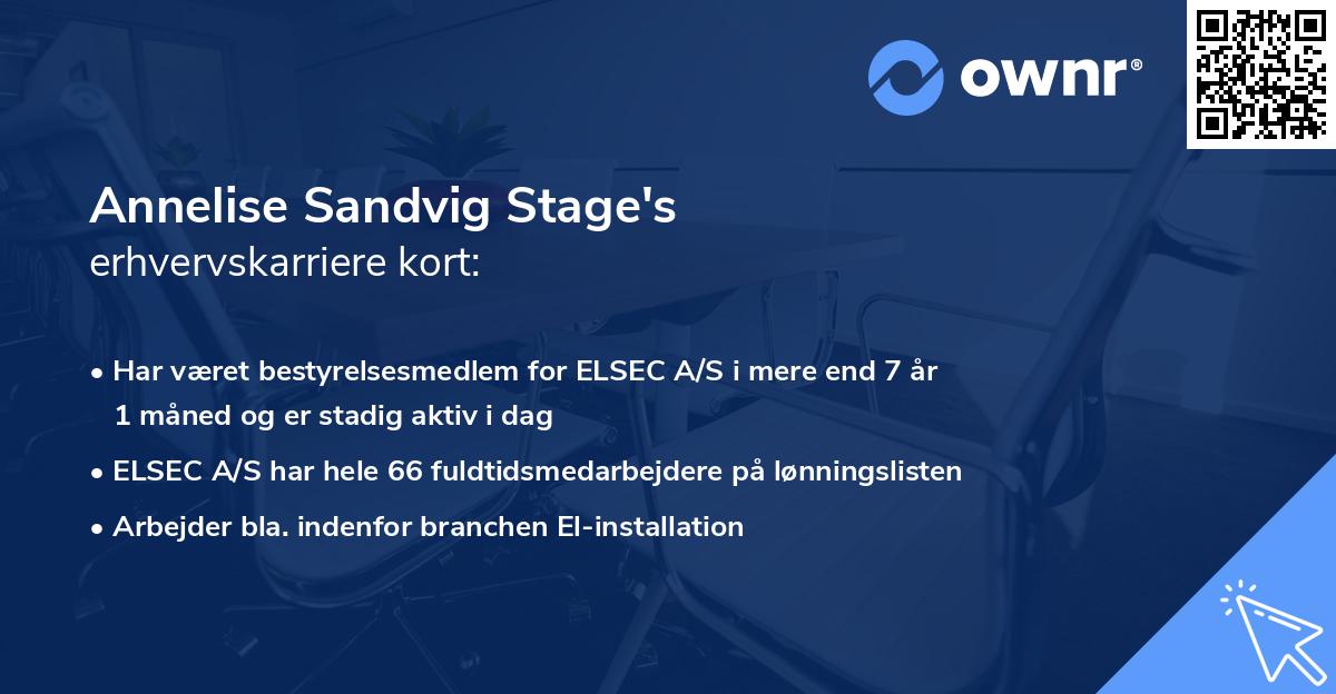 Annelise Sandvig Stage's erhvervskarriere kort