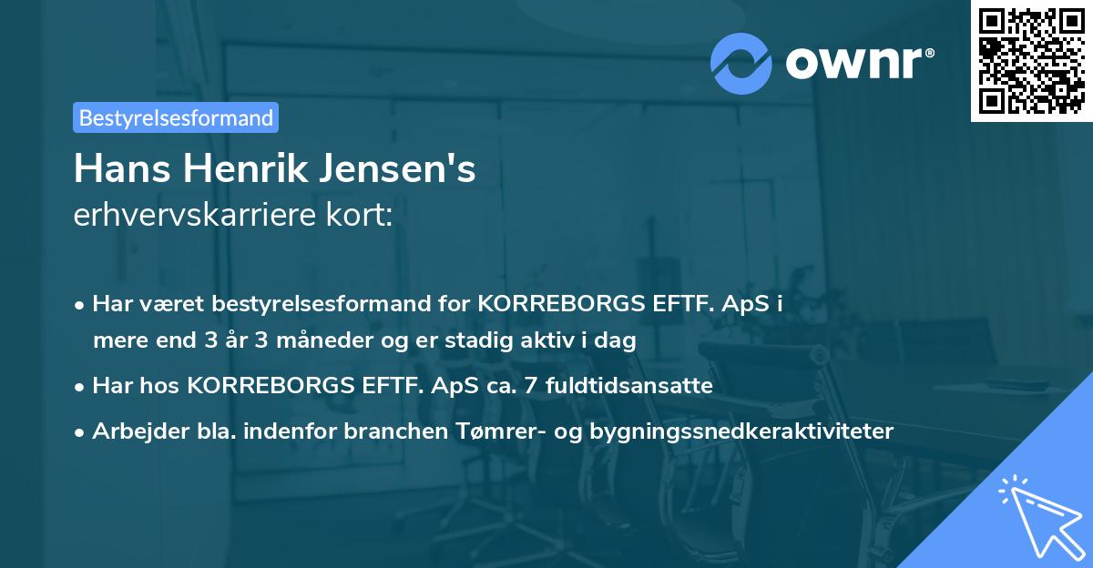 Hans Henrik Jensen's erhvervskarriere kort