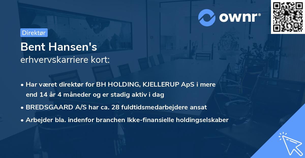 Bent Hansen's erhvervskarriere kort
