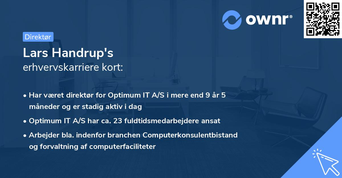Lars Handrup's erhvervskarriere kort