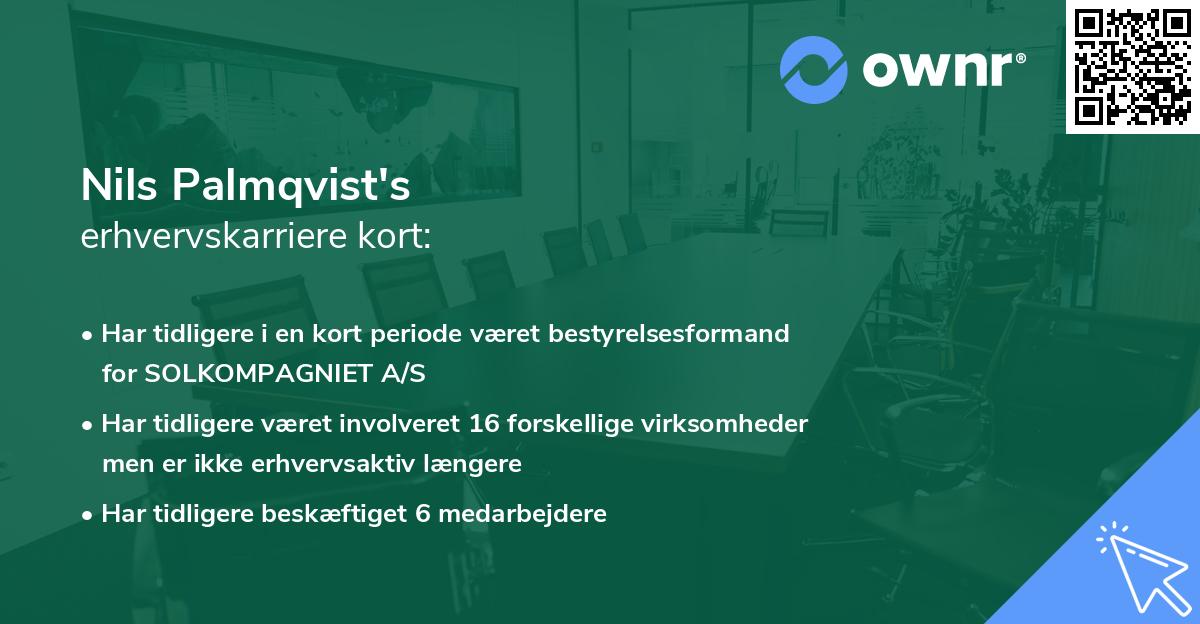 Nils Palmqvist's erhvervskarriere kort