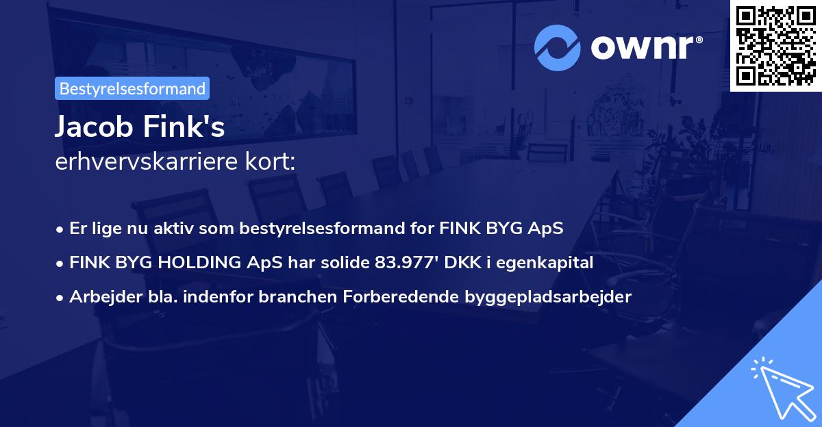 Jacob Fink's erhvervskarriere kort