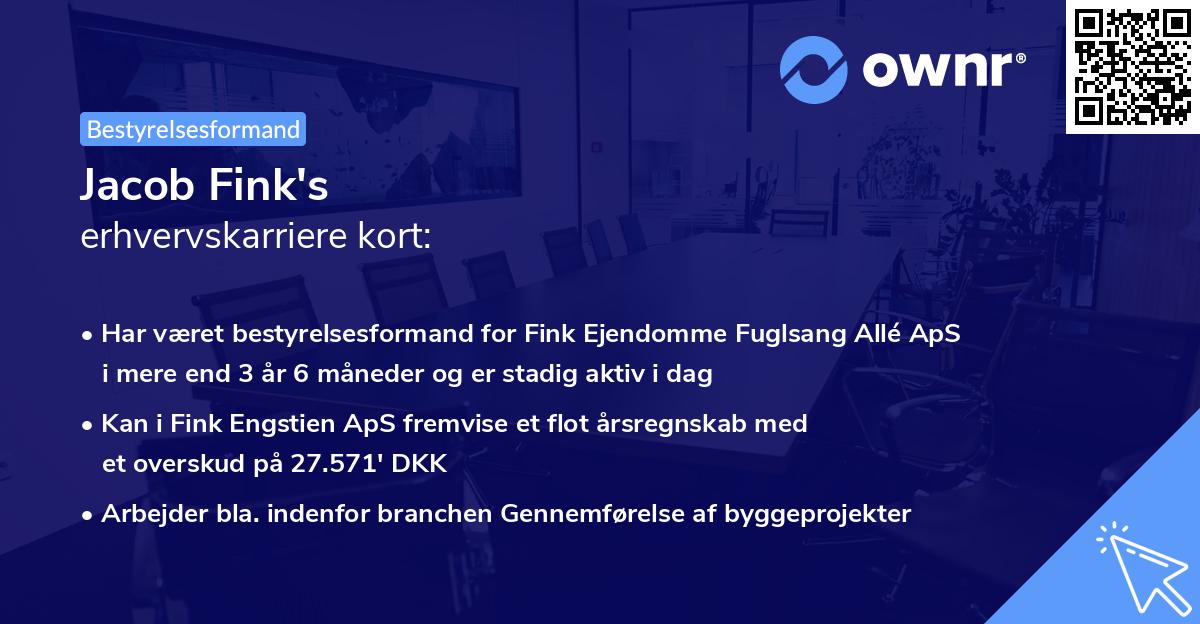 Jacob Fink's erhvervskarriere kort