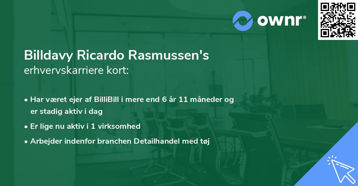 Billdavy Ricardo Rasmussen's erhvervskarriere kort
