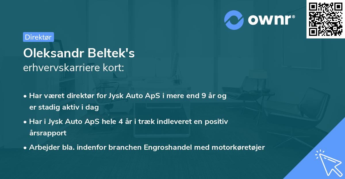 Oleksandr Beltek's erhvervskarriere kort