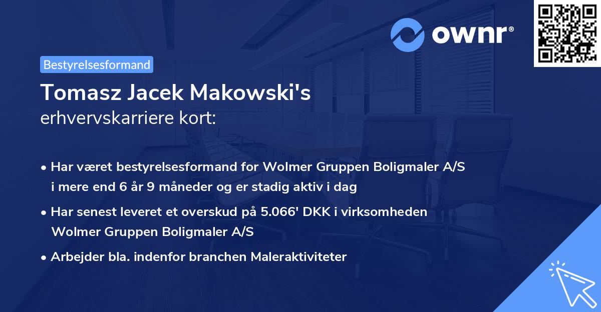 Tomasz Jacek Makowski's erhvervskarriere kort