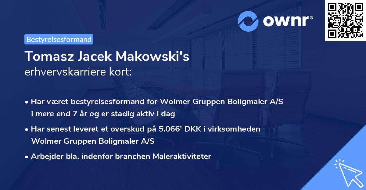 Tomasz Jacek Makowski's erhvervskarriere kort