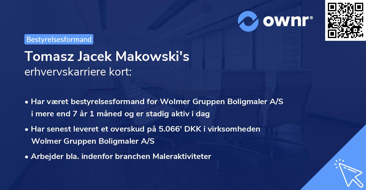 Tomasz Jacek Makowski's erhvervskarriere kort