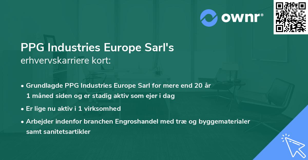 PPG Industries Europe Sarl's erhvervskarriere kort