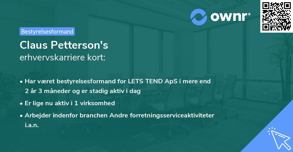 Claus Petterson's erhvervskarriere kort
