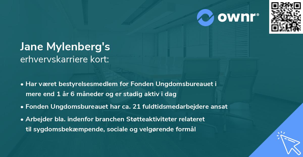 Jane Mylenberg's erhvervskarriere kort