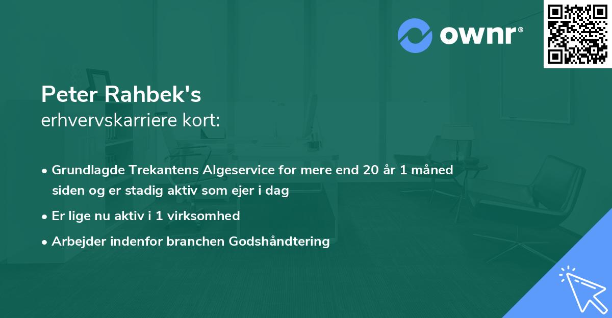Peter Rahbek's erhvervskarriere kort