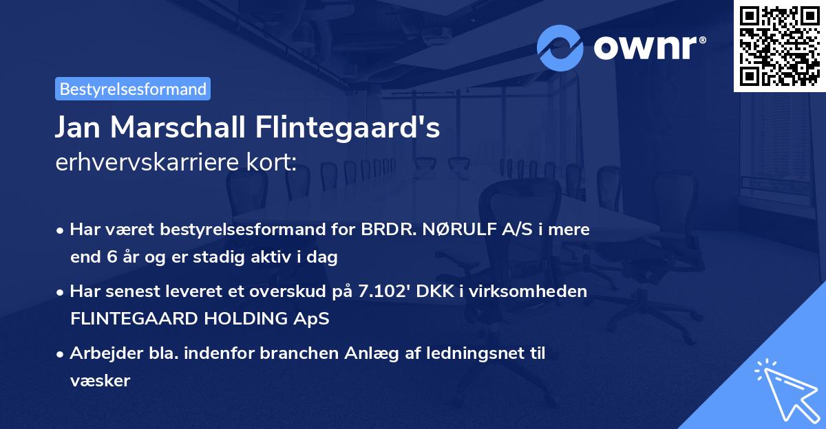 Jan Marschall Flintegaard's erhvervskarriere kort