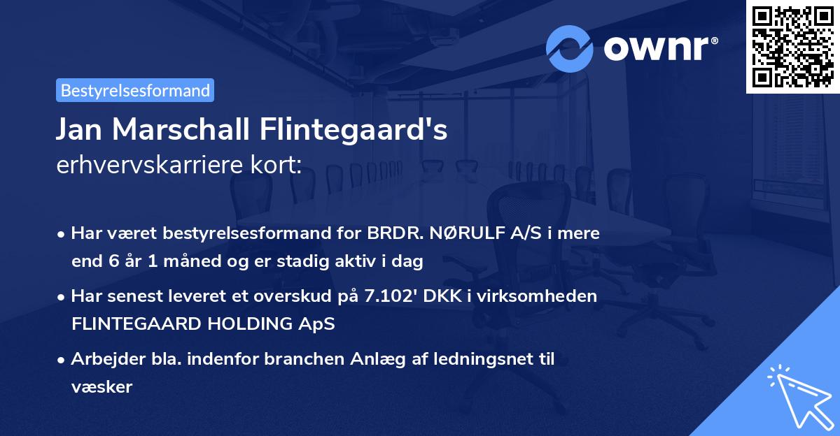 Jan Marschall Flintegaard's erhvervskarriere kort