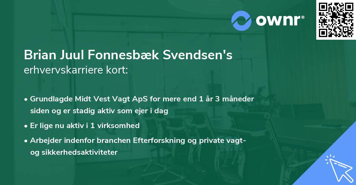 Brian Juul Fonnesbæk Svendsen's erhvervskarriere kort