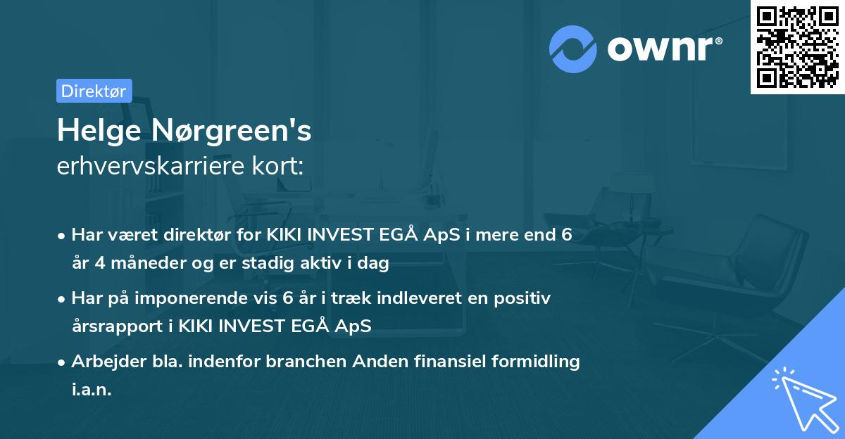 Helge Nørgreen's erhvervskarriere kort