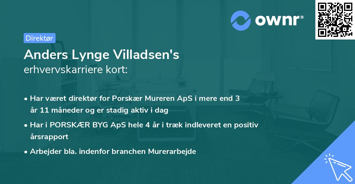 Anders Lynge Villadsen's erhvervskarriere kort