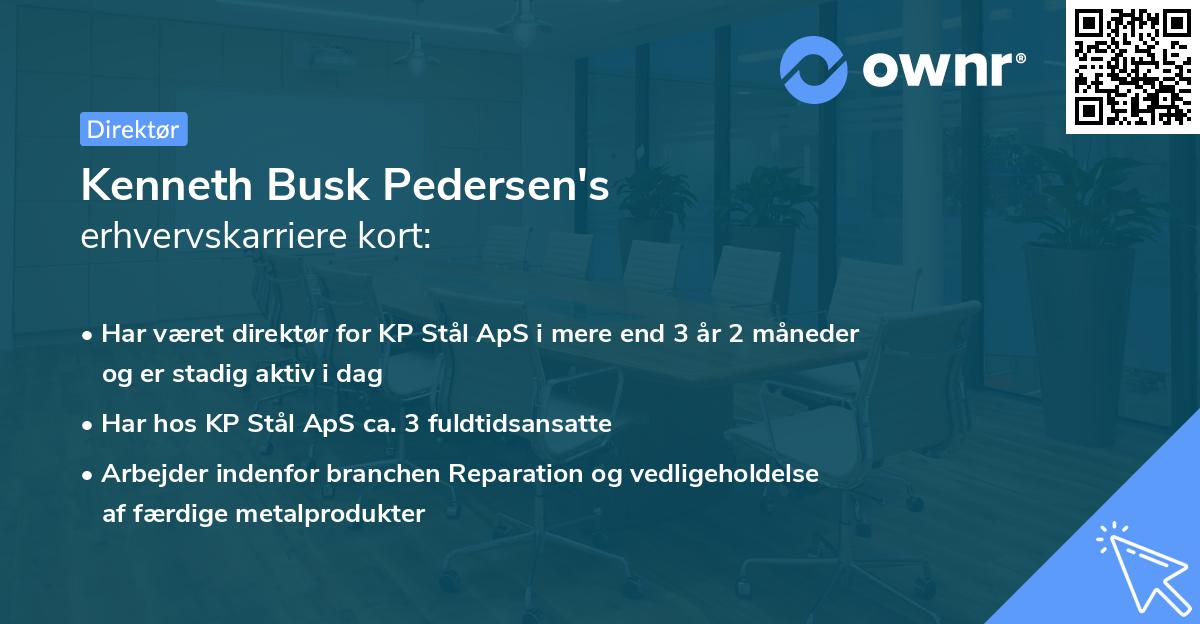 Kenneth Busk Pedersen's erhvervskarriere kort