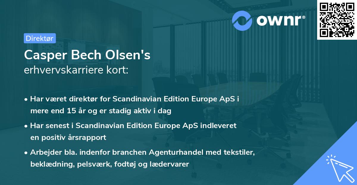 Casper Bech Olsen's erhvervskarriere kort