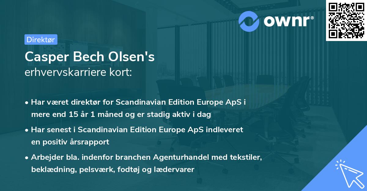 Casper Bech Olsen's erhvervskarriere kort