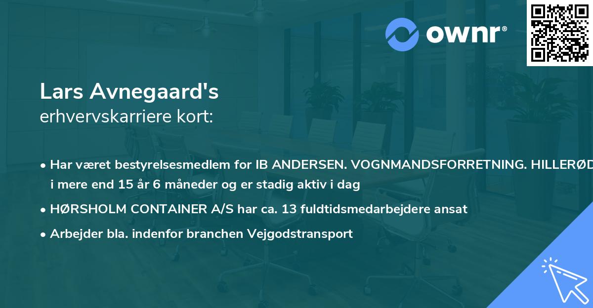 Lars Avnegaard's erhvervskarriere kort