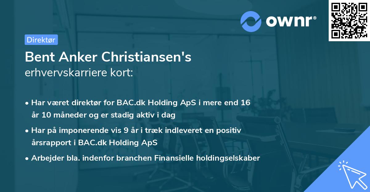 Bent Anker Christiansen's erhvervskarriere kort