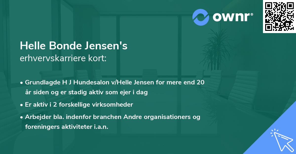 Helle Bonde Jensen's erhvervskarriere kort