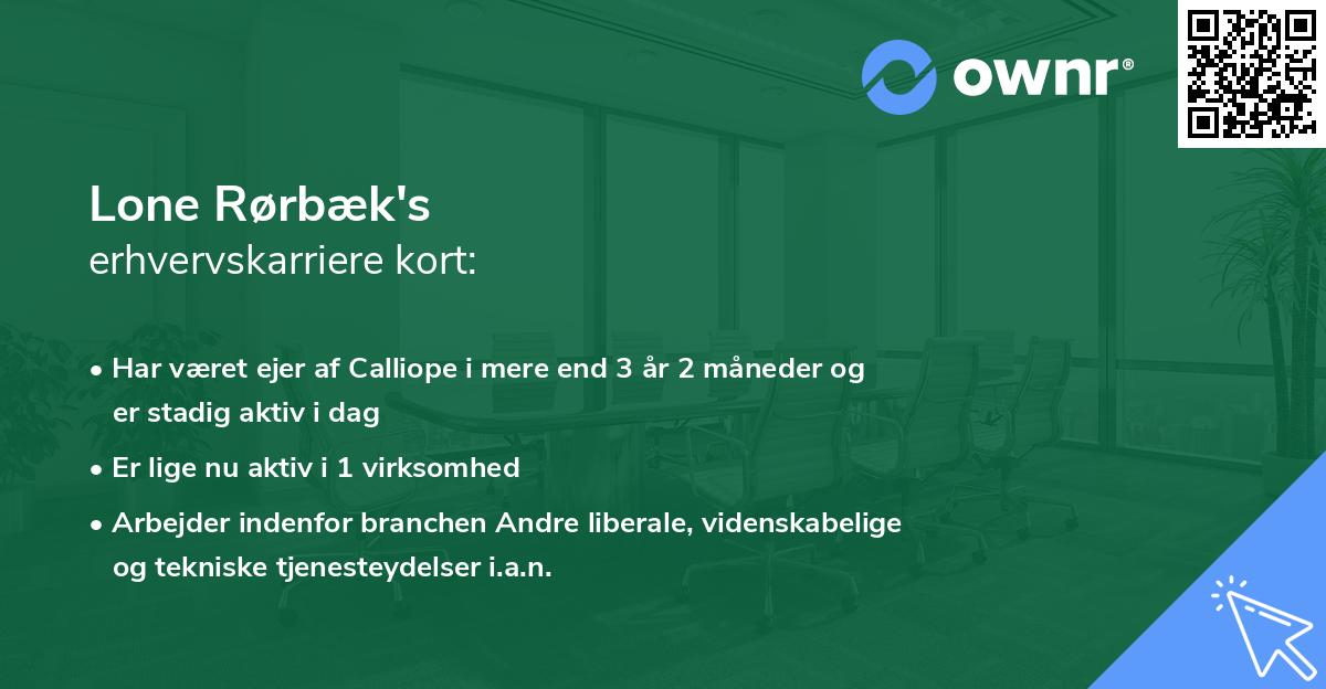 Lone Rørbæk's erhvervskarriere kort